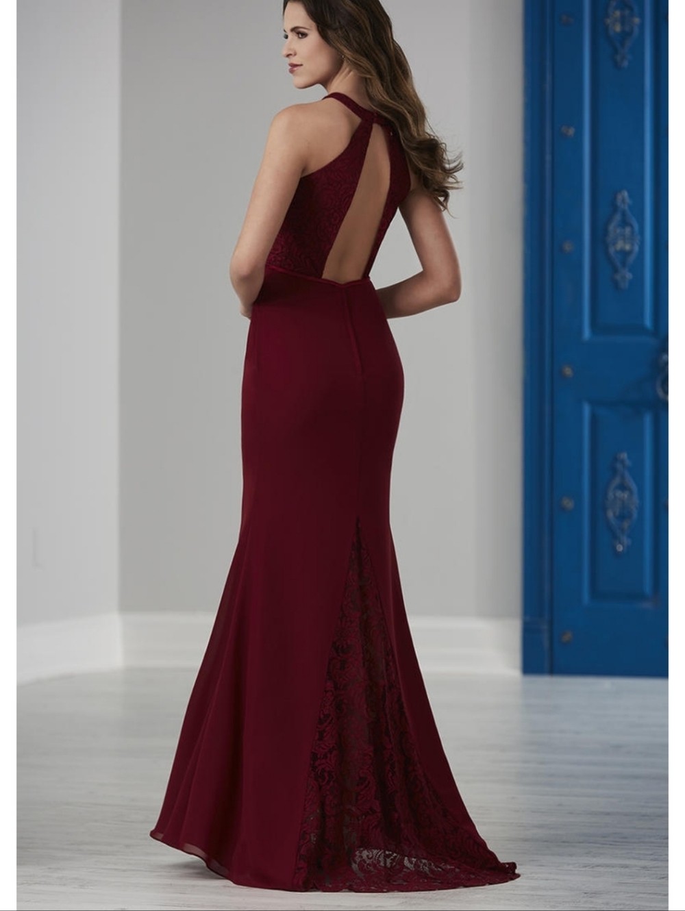Christina Wu Celebration Navy Halter Style Maxi Dress Size 6 Style 22842 Wedding - Picture 16 of 16
